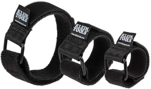 Klein Tools 450-600 Cable Organizer, Hook and Loop Cinch Strap Ties, Includes (2) 6-Inch, (2) 8-Inch, (2) 14-Inch Straps, Black