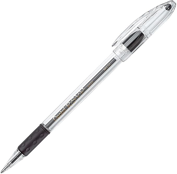Pentel RSVP Ballpoint Pen,(1.0mm),Medium Line,Black Ink,(BK91PC12A),12 Count (Pack of 12)
