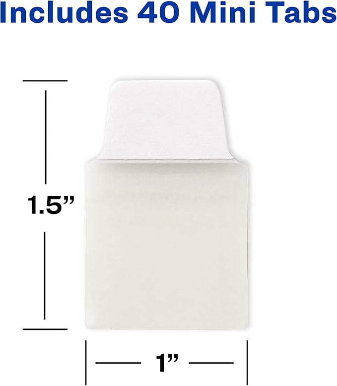 Avery Mini Ultra Tabs, 1" x 1.5", 2-Side Writable, White, 40 Repositionable Tabs (74788) (Pack of 2)