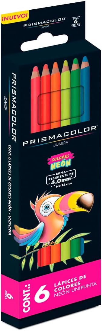 Prismacolor Neon Colored Pencils Set, 6 count, Junior 4.0mm