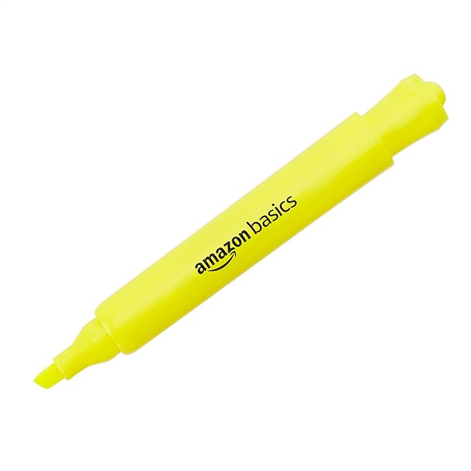 Amazon Basics Tank Style Highlighters, Chisel Tip, Bible Highlighter, Office and School Supplies, 12 Pack, Assorted Colors