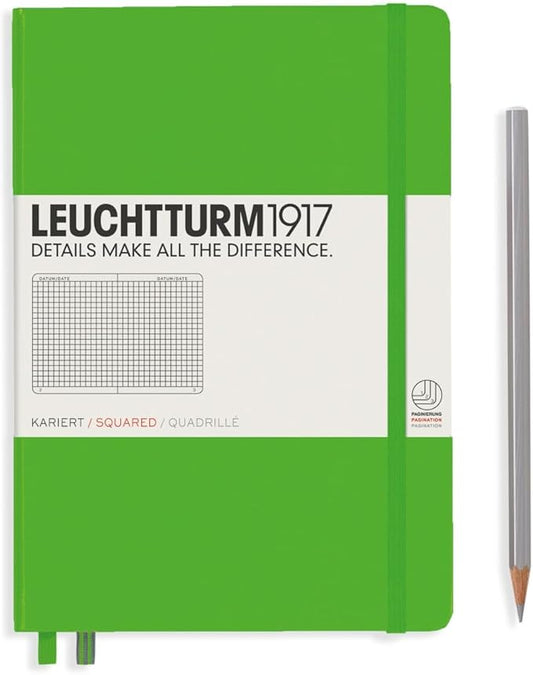 LEUCHTTURM1917 - Notebook Hardcover Medium A5-251 Numbered Pages for Writing and Journaling (Fresh Green, Squared)
