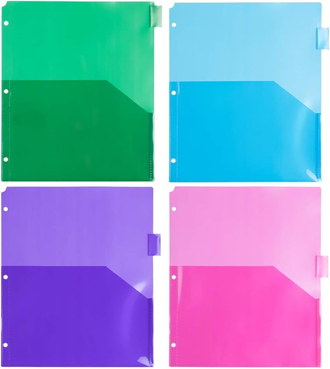 JAM PAPER Plastic Index 8-Tab Dividers w/Double Pockets - 9 3/4 x 11 1/2 - Assorted Multi-Color - 8 Tabbed Dividers/Pack