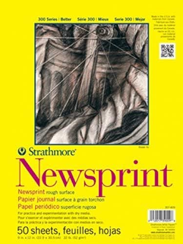 Strathmore 300 Series Newsprint Paper Pad, Tape Bound, 24x36 inches, 50 Sheets (32lb/52g) - Art Paper for Adults and Students - Practice Sketching with Charcoal, Graphite and Pencil