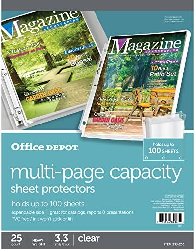 Office Depot Top-Loading Sheet Protectors, Heavyweight, Clear, Expandable, Box of 25, 105007RMDUP