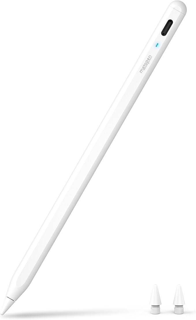Metapen A8 iPad Pencil for Apple iPad 2018-2025, 4Min Fast Charge,Magnetic Attachment Stylus Pen for iPad 11/10/9/8/7/6th Gen, iPad Accessories for Pro 12.9/11/13-inch M4, Air 3/4/5/M2/M3, Mini 5/6th