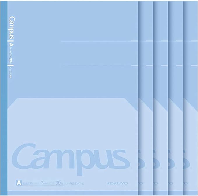 KOKUYO Composition Notebooks, 7" x 10" Kimochii Dot Lined Notebook, 30 Sheets College Ruled Paper, 5 Pack Blue B5 Notebook for School and Work, School Supplies Comp Book for Note Taking, Japan Import