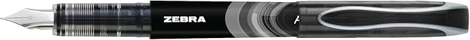 Zebra Pen, Fountain Pen, 0.6mm Fine Point, Stainless Steel Nib, Preloaded Black Ink, Smooth Ink Flow, Classic Black Barrels, No Cartridge Needed, 12-Pack (48310)
