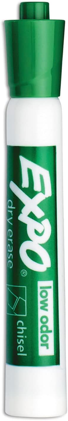 EXPO Low Odor Dry Erase Markers Chisel Tip Green 12 Count