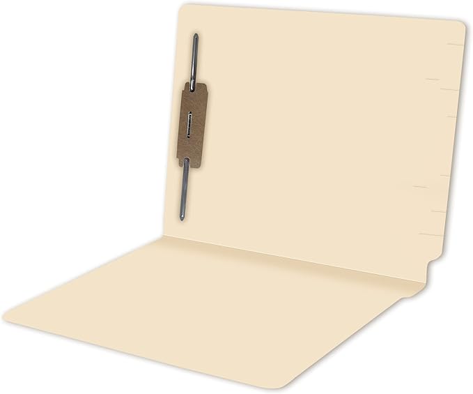 Medical File Folders with Fastener, Doctor Stuff, Letter Size, Reinforced End Tab Folders with 2” Bonded Fastener on Inside Back, 11 pt Manila Stock, Box of 50