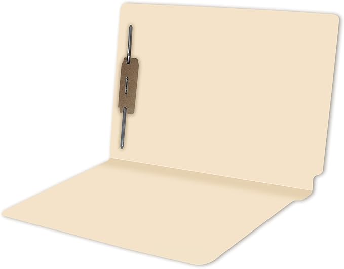 Medical File Folders with Fastener, Doctor Stuff, Letter Size, Reinforced End Tab Folders with 2” Bonded Fastener on Inside Back, 14 pt Manila Stock, Box of 50