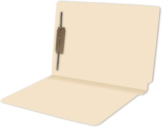 Medical File Folders with Fastener, Doctor Stuff, Letter Size, Reinforced End Tab Folders with 2” Bonded Fastener on Inside Back, 14 pt Manila Stock, Box of 50