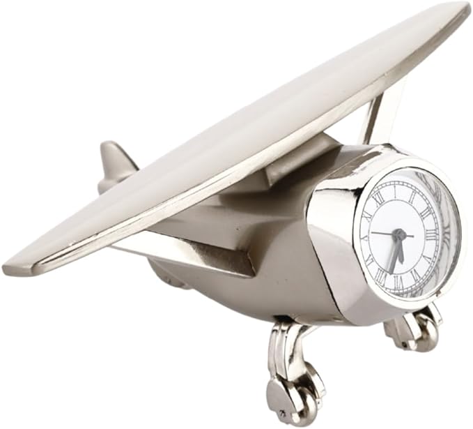 Aeroplane Miniature Table Clock & Paper Weight – Stylish Analog Desk Clock with Roman Numerals, Vintage Home Office Decor & Corporate Gift