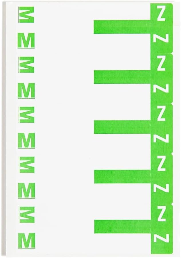 Smead AlphaZ NCC Color-Coded Label, M&Z, Label Sheet, Light Green, 100 per Pack (67164)