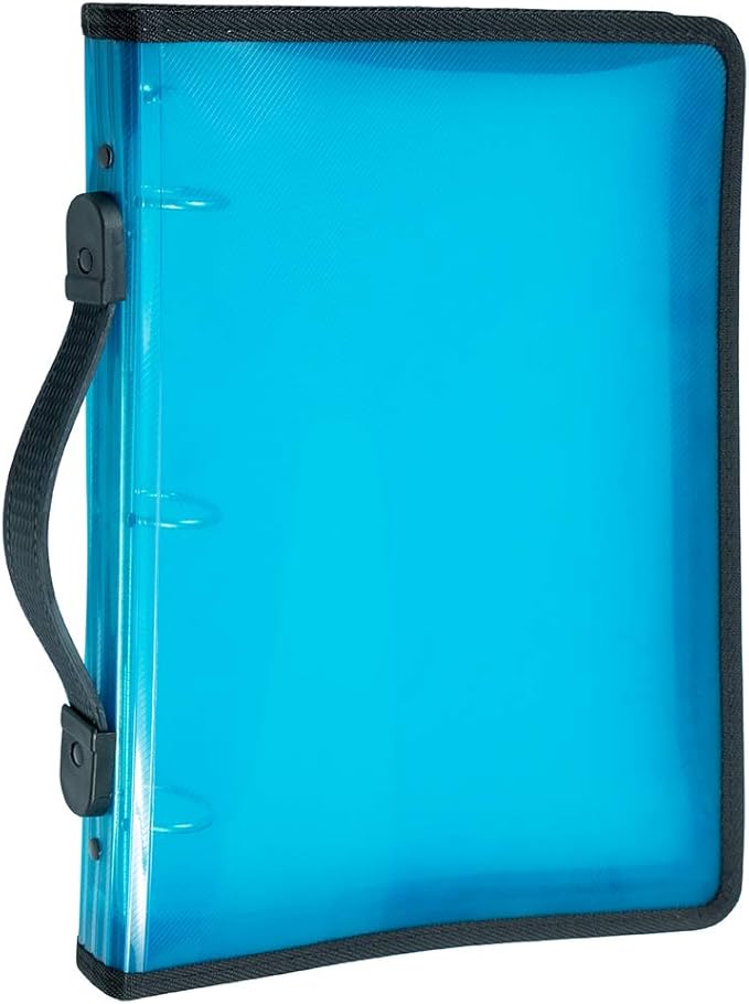 JAM PAPER Plastic Zipper 1 inch Binder - Blue 3 Ring Binder - Sold Individually