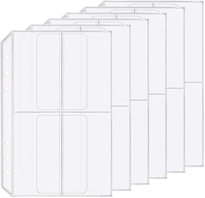 6 Pack A5 6 Holes Binder 4 Pockets Plastic Binder Folders Waterproof 6 Holes Holder for Receipt Ticket (4Pocket, A5)