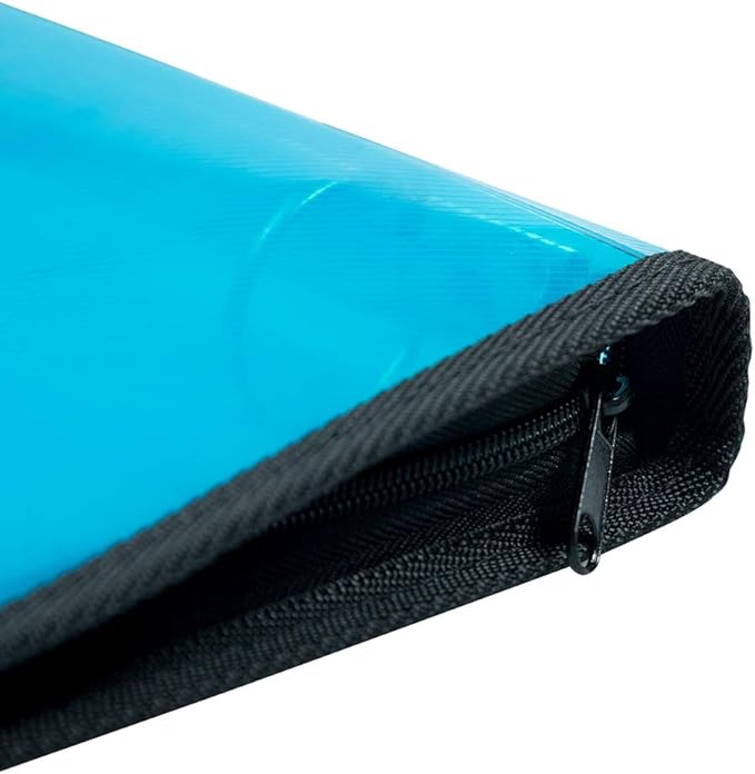 JAM PAPER Plastic Zipper 1 inch Binder - Blue 3 Ring Binder - Sold Individually