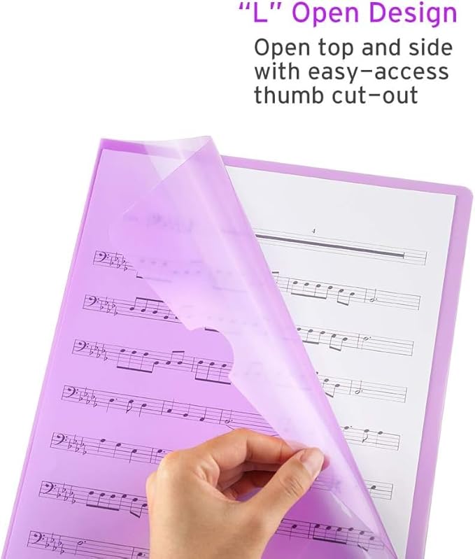 Sooez 50 Pack Clear Document Folder Project Pockets, Clear Plastic Folders Letter Size Plastic Document Folders Paper Poly Jacket Sleeves Folders Copy, 5 Assorted Colors