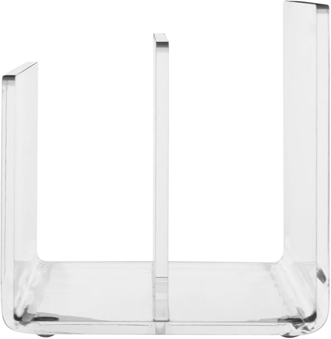 Kantek Clear Acrylic Mini File Sorter, 2 Section File Holder, 6" x 3.8" x 3.9", Desk Organizer, Non-Skid Feet, Desk Accessory