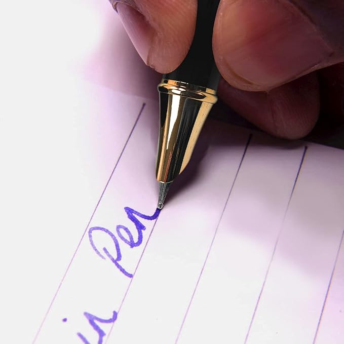 Dryden Designs Fountain Pen - Medium and Fine Nibs | Includes 24 Ink Cartridges and Ink Refill Converter | Consistent Writing, Smooth Look, Left and Right Handed - Decadent Purple.