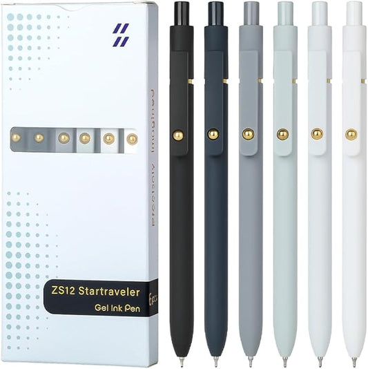 Ddaowanx Gel Pens, 0.7mm Quick Dry Fine Point Smooth Writing Pens, Cute Office School Supplies Gifts for Women (12 Pcs Black White Gray, Black)