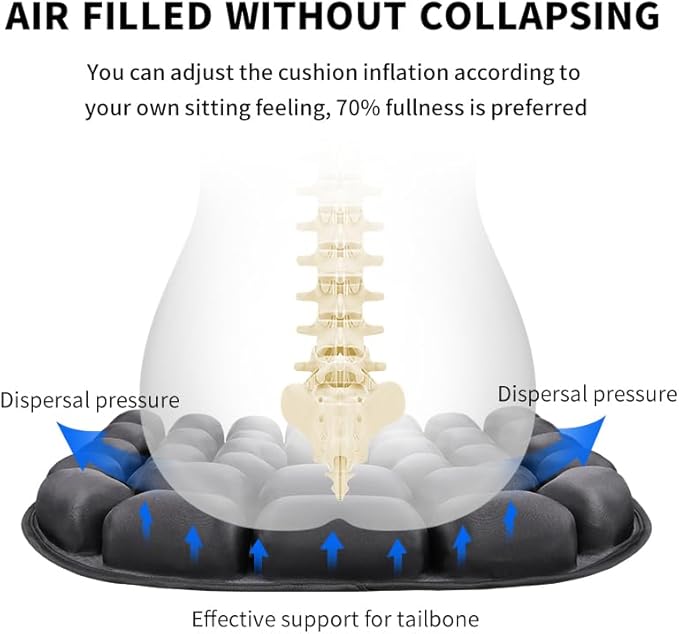 1Pcs 3D Air Inflatable Pressure Relief Cushion,Airplane seat Cushion for Long Flights,Press Type air Inflatable Wheelchair seat Cushion for Car,Office,Stadium,Ergonomic Comfort Support,Seat Cushio