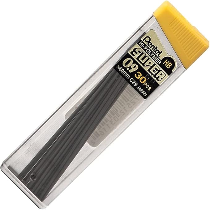 Pentel Super Hi-Polymer Lead Refills, 0.9 mm, 90 Pieces (C29BPHB3)