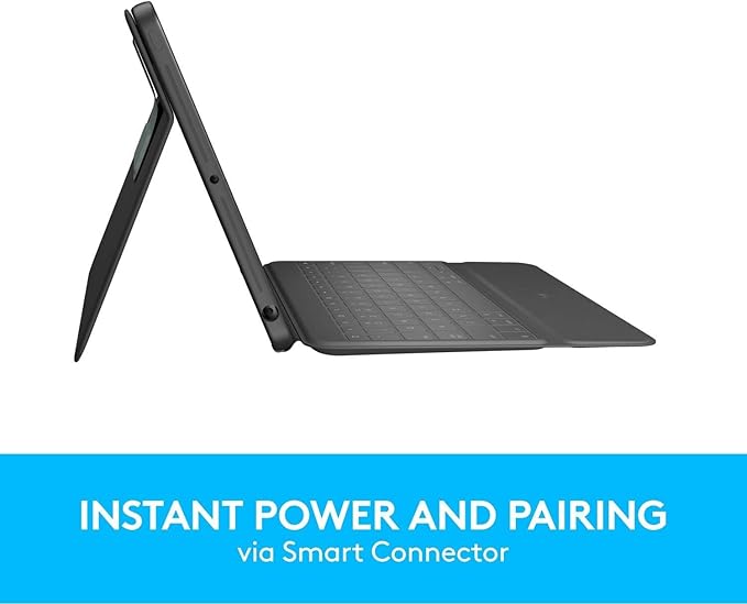 Logitech Rugged Folio - iPad (7th, 8th & 9th Generation) Protective Keyboard Case with Smart Connector, Kickstand, Durable Spill-Proof Keyboard Black 7.4 x 0.9 x 10.2(Renewed)