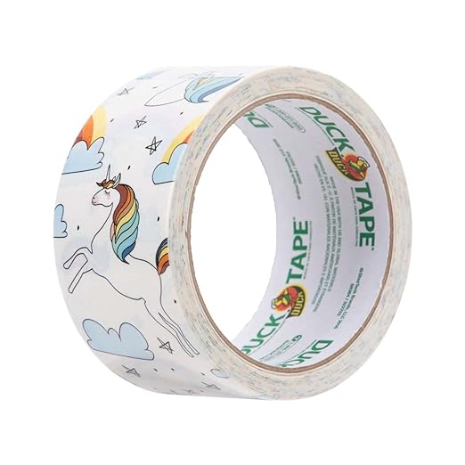 Duck Tape Pattern Colours Whimsical Unicorns. Arts & Crafts, DIY, Crafts, Gift Wrapping, Decorative, Scrapbook, Scrapbooking, Bullet Journal, Planner, Party, Festivals, Decoration - 48mm x 9.1m
