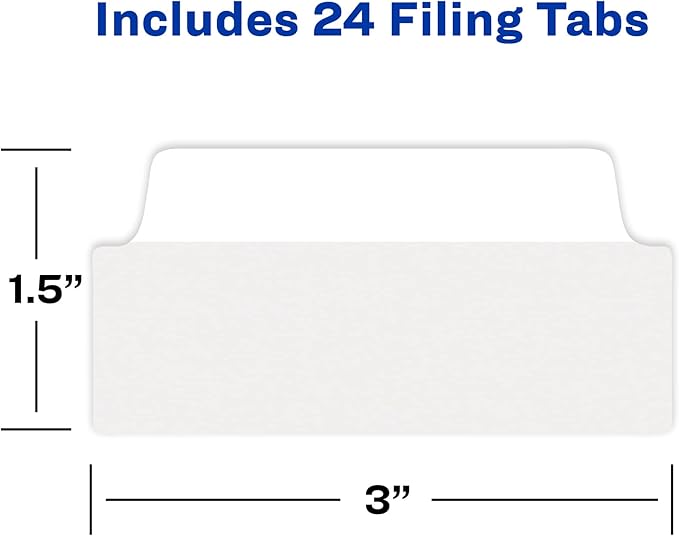 Avery Filing Ultra Tabs, 3" x 1.5", 2-Side Writable, White, 24 Repositionable File Tabs, 48 Packs (74776)