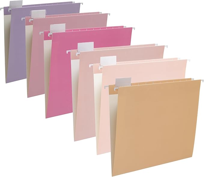 12 Pack Hanging Folder File Cabinet Organizer Letter Size 1/5 Cut Adjustable Label Decoration Home Office School Classroom, Macaron Color