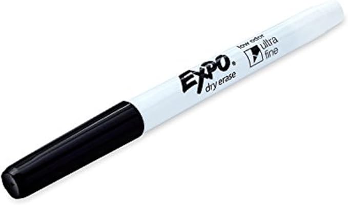 Expo Low-Odor Dry Erase Markers, Ultra-Fine Tip, Black, 4 Count