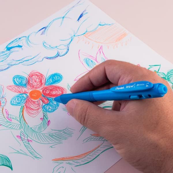 Pentel Wow! Retractable Ballpoint Pen, (1.4mm) Bold Line, Assorted Ink Colors, 8 Pack (BK444BP8M)