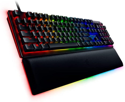 Razer Huntsman V2 Optical Gaming Keyboard: Linear Optical Switches - 8000Hz Polling Rate - Doubleshot PBT Keycaps - Dedicated Media Keys & Dial - Ergonomic Wrist Rest - Snap Tap