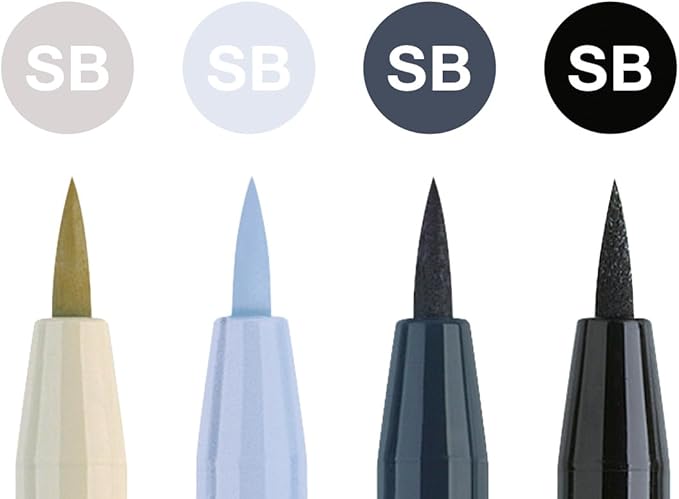 Faber-Castell Art & Graphic Pitt Artist Pen Soft Brush India Ink Pen, Multicoloured, Wallet of 4, for Art, Craft, Drawing, Sketching, Home, School, University, Colouring