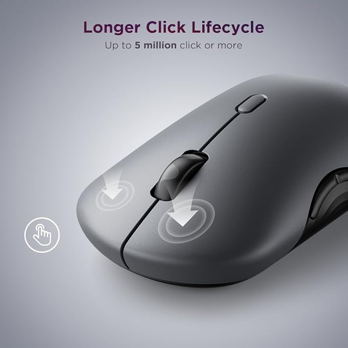Lenovo 700 Multi-Device Wireless Mouse, Bluetooth or 2.4 GHz USB-A Connection, Connect up to 3 Devices, 36 Month Battery Life, Luna Grey