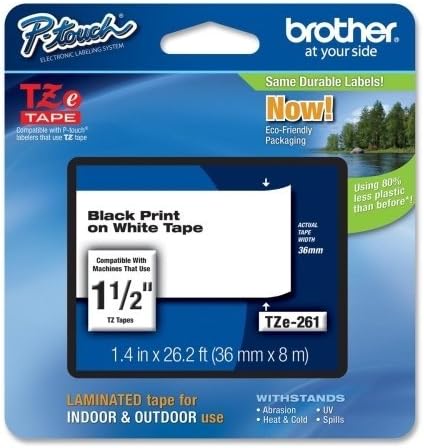 Brother Part# TZe-261 Label Tape (OEM) 1.5" Black Print on White