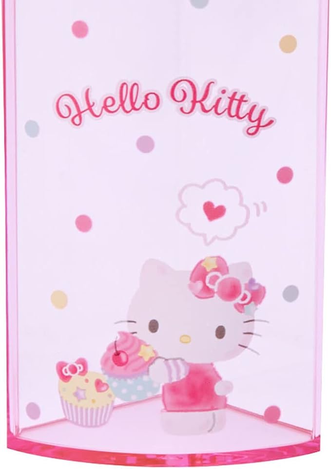 Sanrio 213110 Pink Plastic Hello Kitty Kitty Pen Stand 360 Degree Rotating Pen Stand Pen Holder Cosmetic Makeup Brush Tulle Pet Character