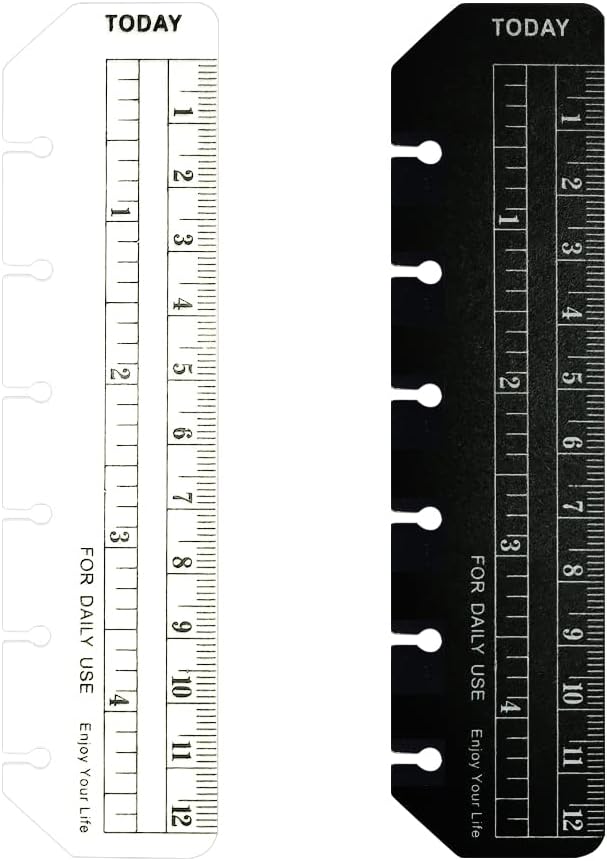 2 Pack A7 6 Holes Binder Ruler Plastic Binder Ruler Waterproof 6 Holes Divider for Personal Organiser