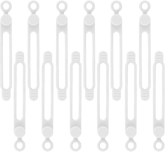 12Pcs White Silicone Cord Strap, Silicone Cable Ties, Reusable Cable Ties Management Organizer, Multipurpose Elastic Cord Organizer for Bundling and Fastening Cable