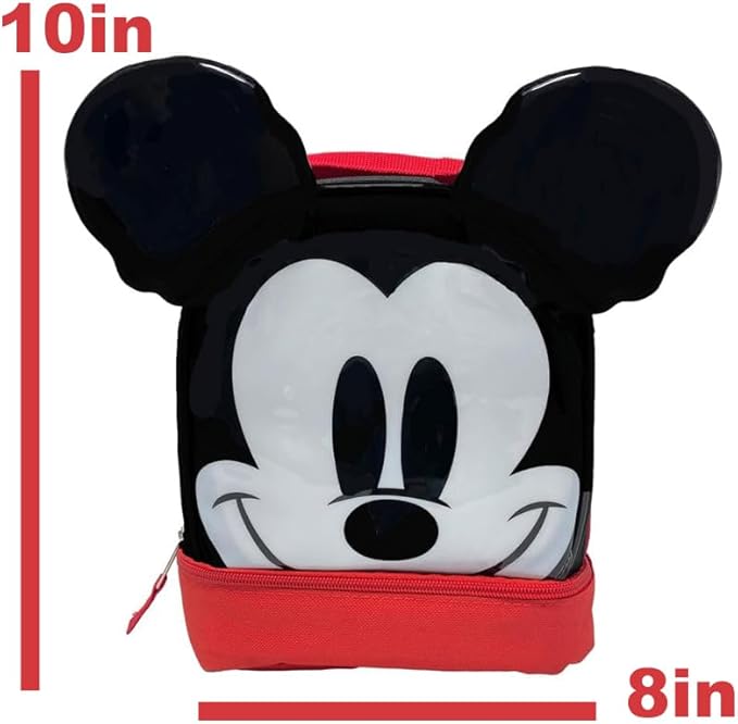 Disney Mickey Mouse Lunchbox For Kids - Officially Licensed - Mickey Mouse Lunch Box Insulated Tote Lumch Bag for Back to School and Travel - Gift Lover Enthusiast Fan Boy Girl