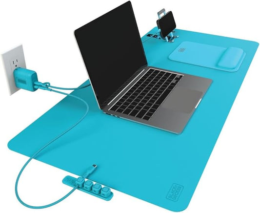BLACK+DECKER Home Office Kit, 7 PCS Set, Desk Pad, 2-Port PD Charger, Ergonomic Mouse Pad, Phone Stand, Combo Cables, Cable Organizer, Workspace Accessories Perfect for Work-from-Home, College Dorm