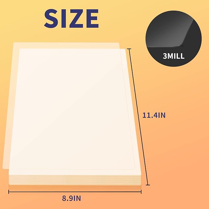 MFLABEL Thermal Laminating Pouches, 8.9 x 11.4-Inches Clear Thermal Laminating Plastic Paper Laminator Sheets for Photos Files Drawings for Use with Thermal Laminators 3 mil 400-Pack