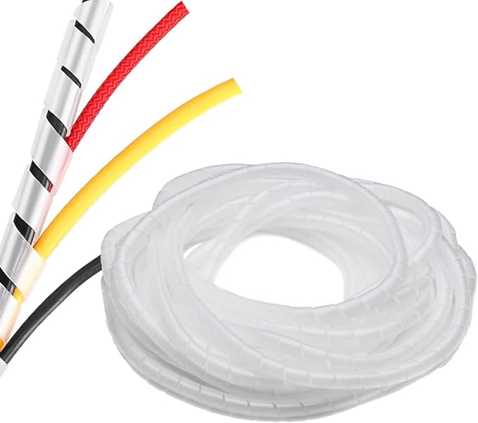 Spiral Cable Wrap - 45 Ft 1/4" Spiral Wire Wrap Cord Covers Bundle Sleeve Hose for Computer Electrical Wire Organizer-White (1/4 Inch-45Ft)
