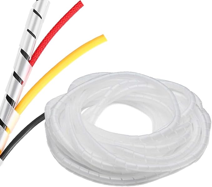 Spiral Cable Wrap - 20 Ft 1/2" Spiral Wire Wrap Cord Covers Bundle Sleeve Hose for Computer Electrical Wire Organizer-White (1/2 Inch-20Ft)
