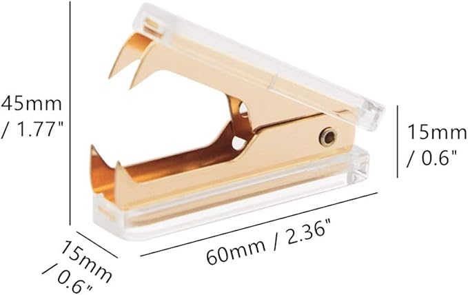 Gold Staple Remover Cute Clear Staples Remover Acrylic Body Steel Jaws Staple Puller Removal Tool for Dress Up Home Office School Desk Accessories Gift (Gold)