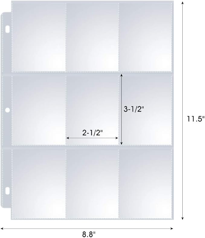 36 Pack 9 Pocket Page Protectors, Sooez Trading Card Sleeves for 3 Ring Binder, Baseball Cards Holder, Protective Pages Sheets for Binders Album, Fit for Collectible Games, Sports Cards