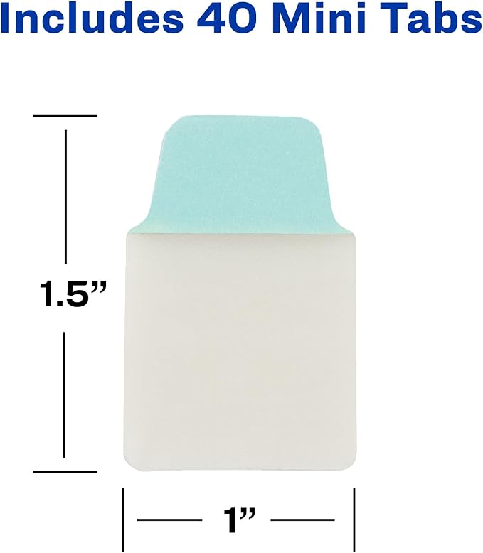 Avery Mini Ultra Tabs, 1" x 1.5", 2-Side Writable, Assorted Pastel Colors, 40 Repositionable Tabs (74761)