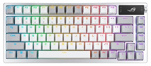 ASUS ROG Azoth Wireless Mechanical Gaming Keyboard – 75% TKL, Tri-Mode Connectivity, Hot Swappable Pre-lubed ROG NX Storm Clicky Switches, PBT Keycaps, RGB, OLED Display, PC/Mac Support - White