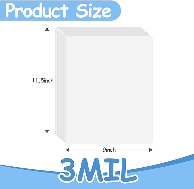 [3mil 200 Pack] InpourPack Laminating Pouches, 3 Mil Clear Thermal Laminating Pouches 9 x 11.5 Inch Laminating Sheets for Laminator, Holds 8.5 x 11 Inch Sheets